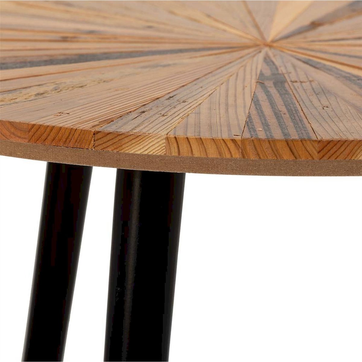 Table d'appoint ronde en métal et bois bois naturel et pieds noirs, RECOLLECTION