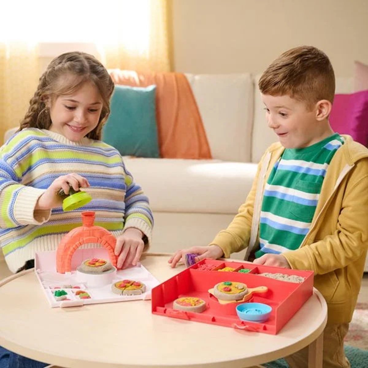 Kinetic Sand - Sable magique - Atelier à pizza magique multicolore, SPIN MASTER