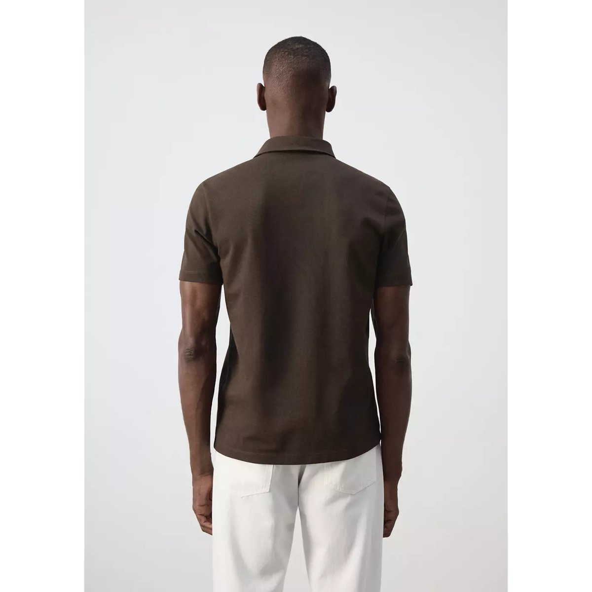 Polo coupe regular en mélange de coton chocolat, MANGO MAN