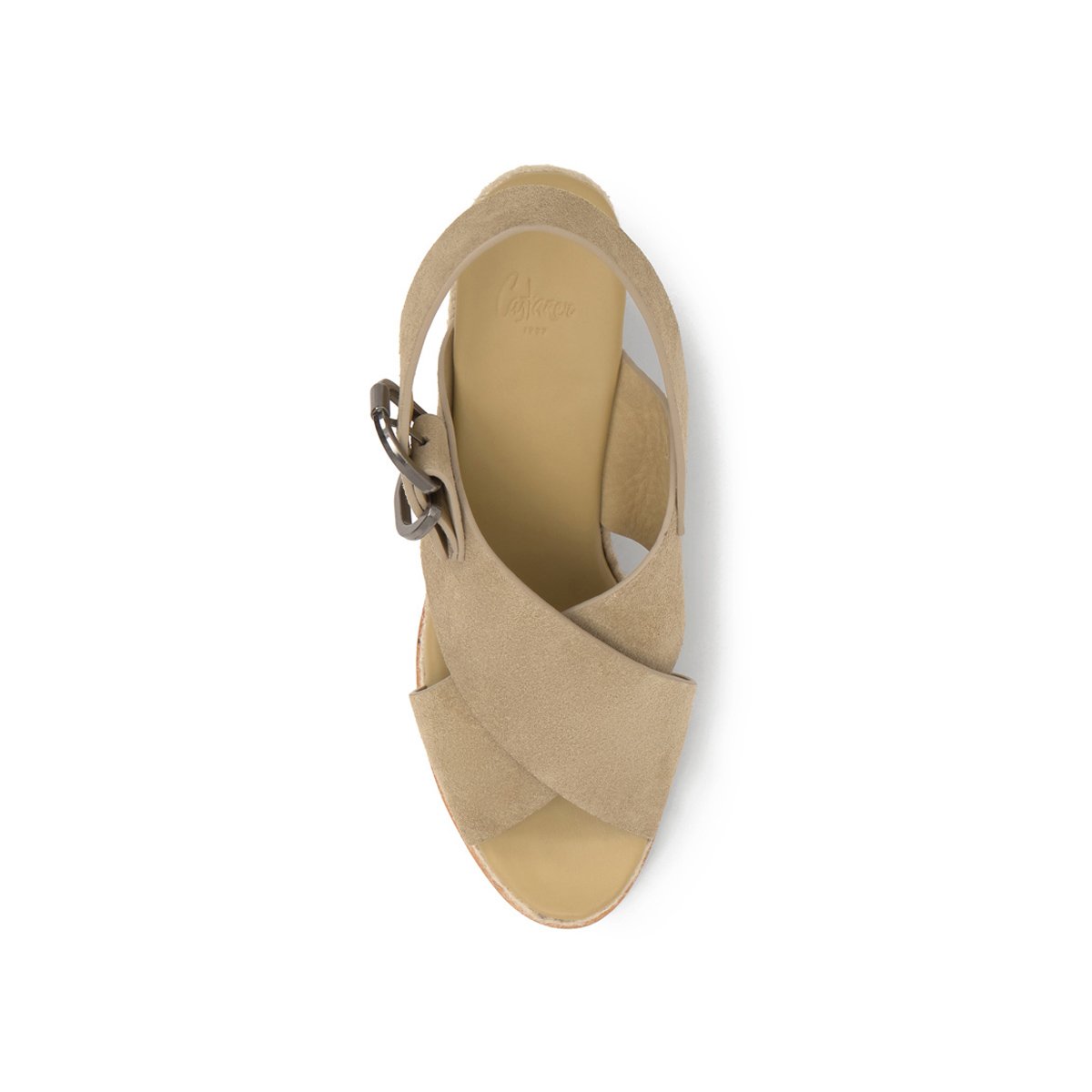 Sandales compensées en cuir à brides croisées BETINA EXTRA PLATFORM sable, CASTANER
