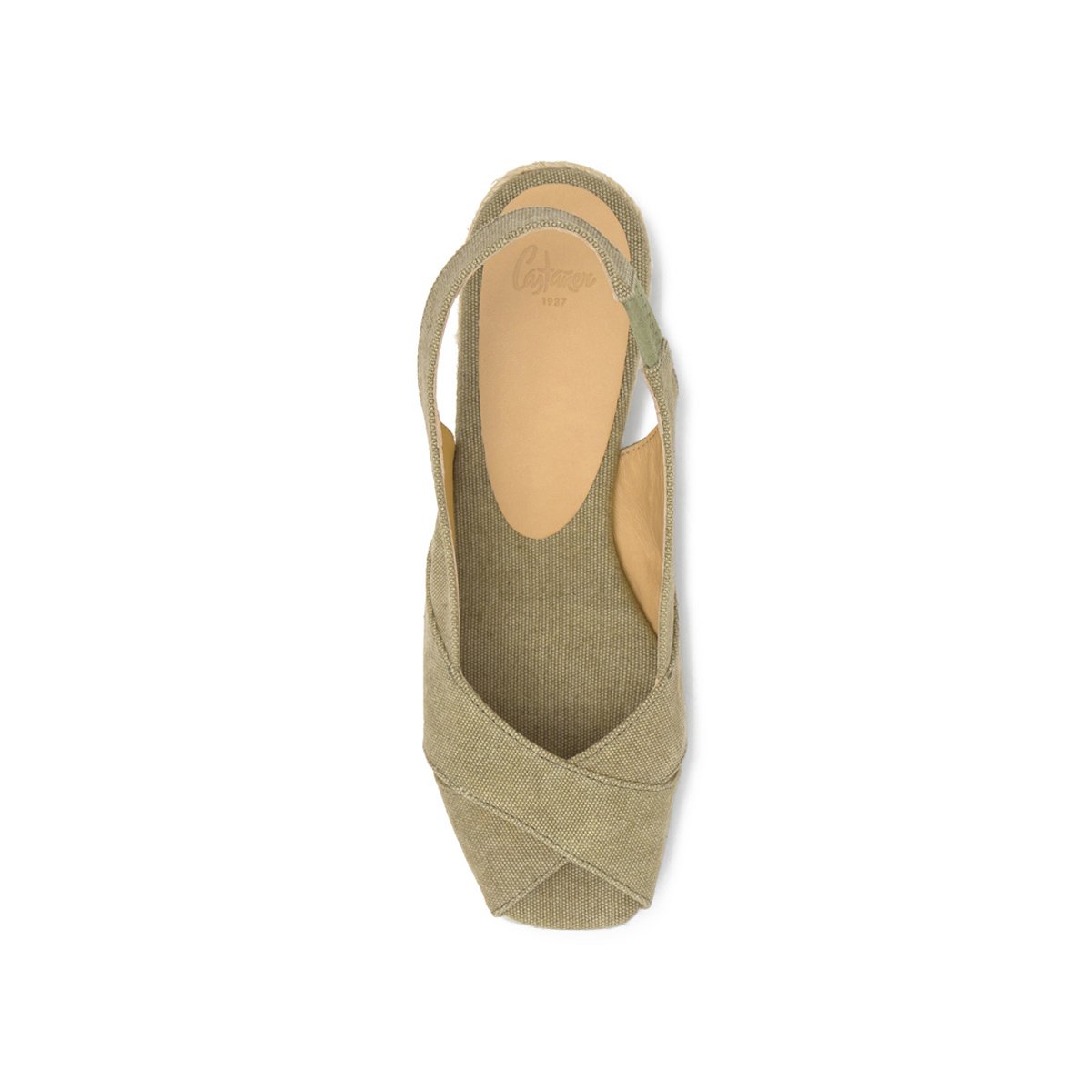 Espadrilles compensées en coton organique DIANNA PLATFORM vert olive, CASTANER