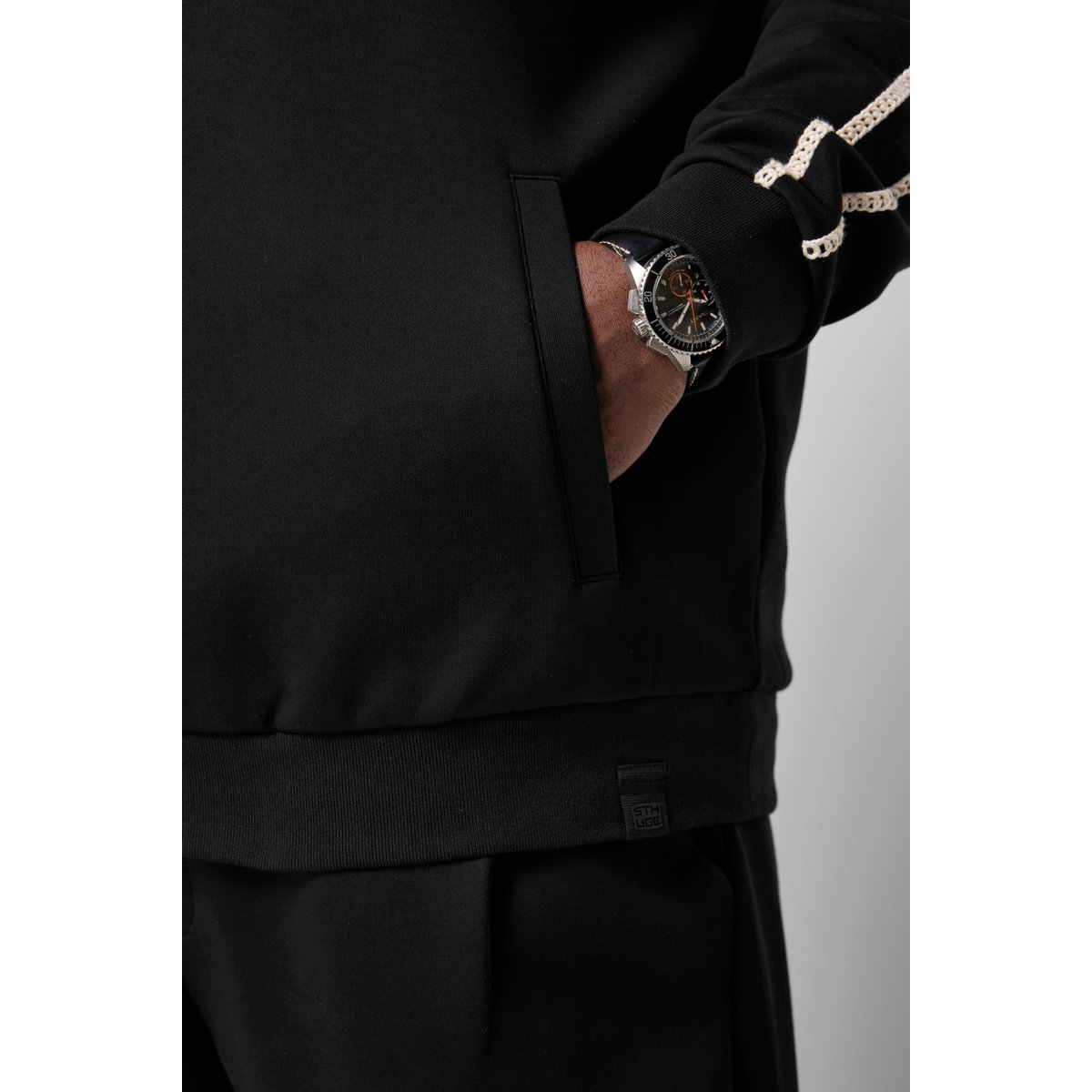 Veste en molleton décontractée noir, STHUGE