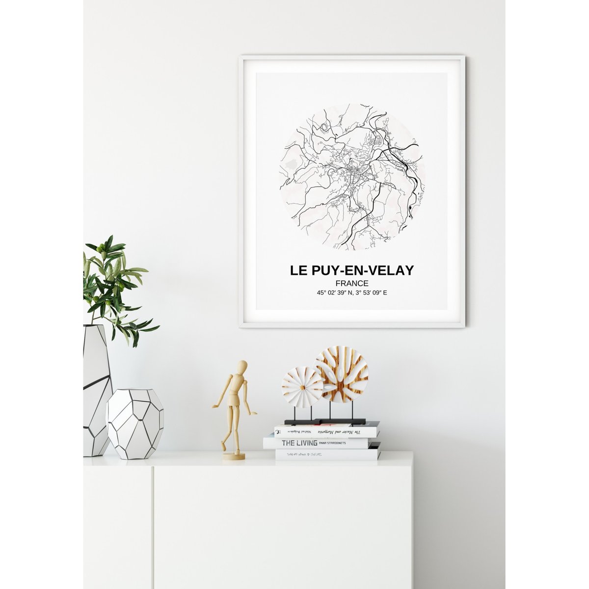 Affiche Carte Le Puy-en-Velay blanc, L'AFFICHERIE