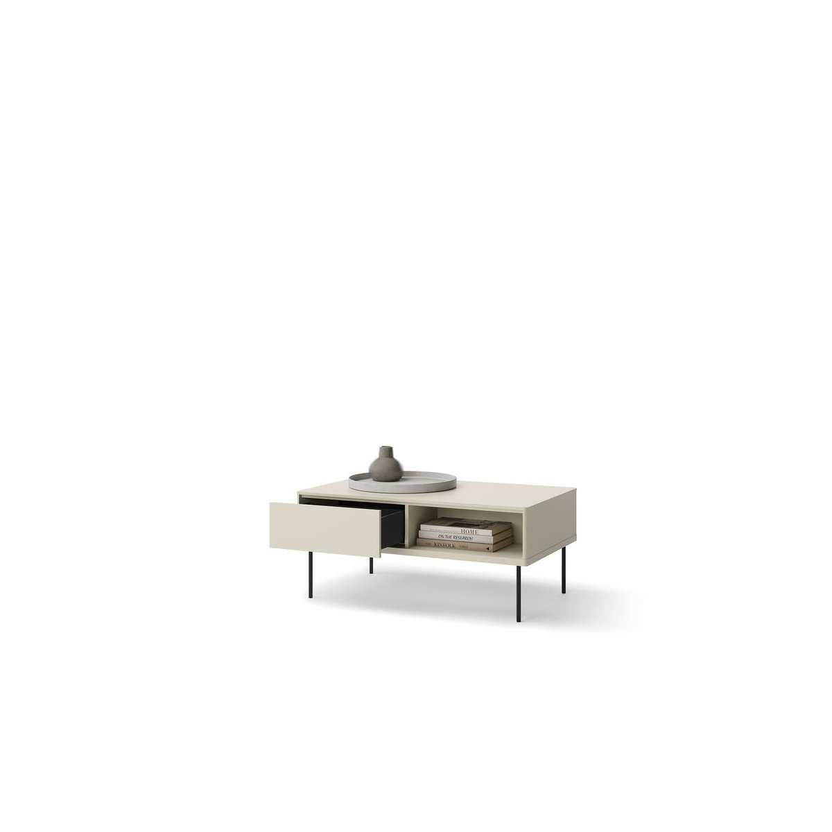 Table basse rectangulaire en panneaux de particules, ESPERA cachemire mat, BOBOCHIC
