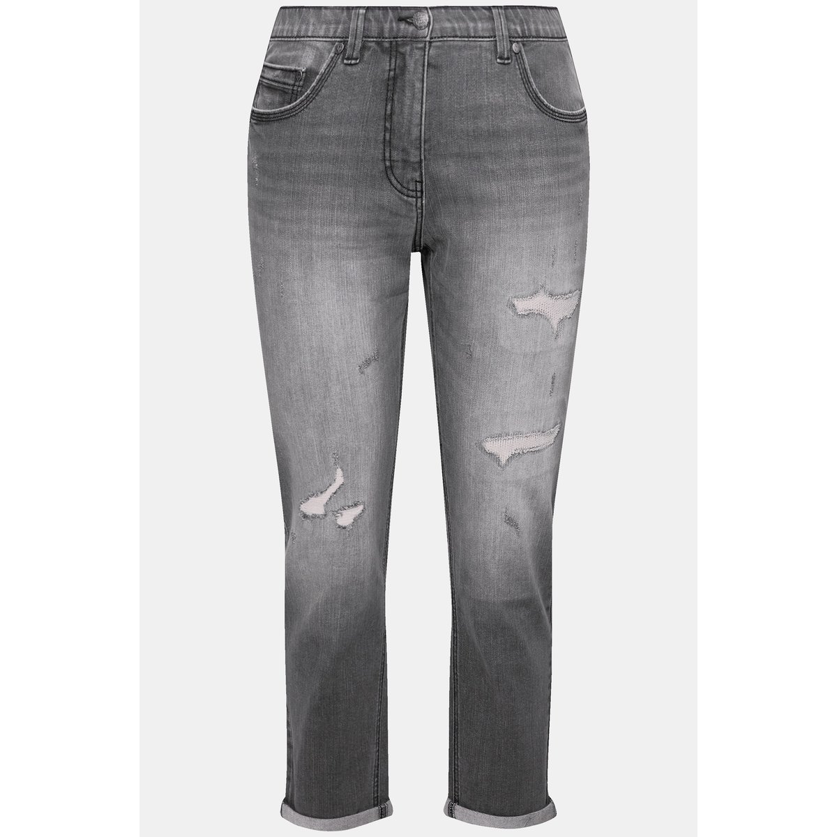 Jean Boyfriend en tissu stretch jean gris foncé, ULLA POPKEN