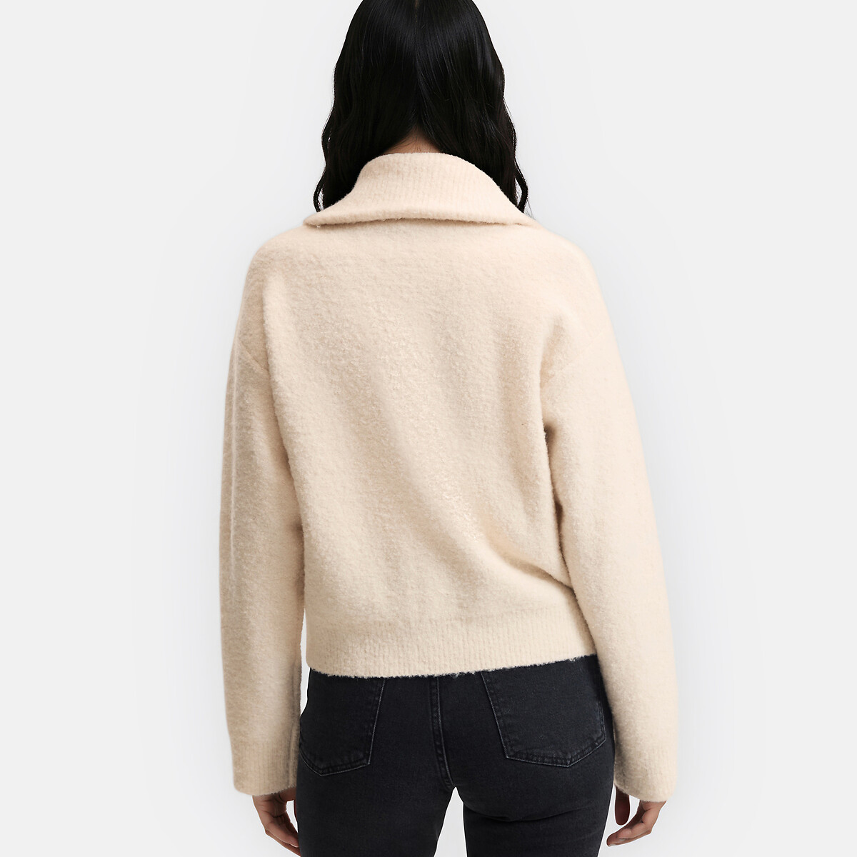 Gilet zippé à col camionneur, en bouclette ecru, LA REDOUTE COLLECTIONS