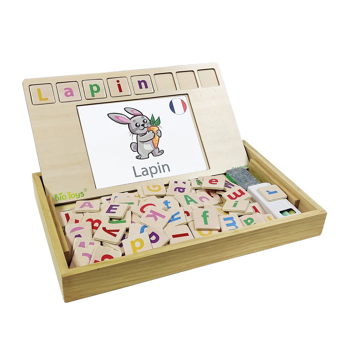 L’École des mots bilingue FR-Anglais Bio Toys couleur unique, LEXIBOOK
