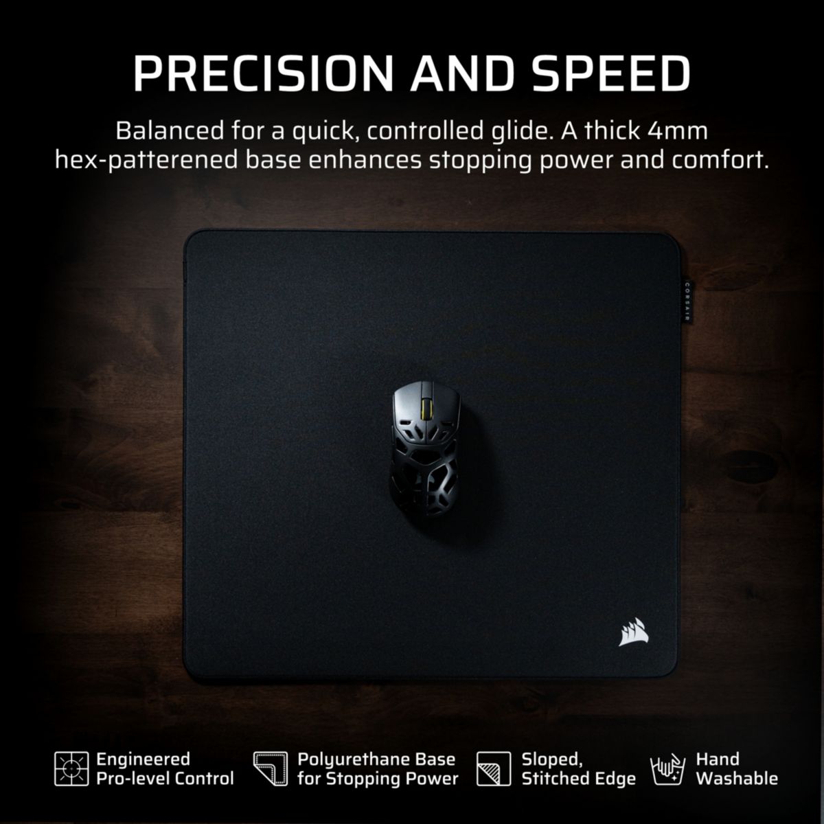 Tapis de souris MMPRO Medium Noir couleur unique, CORSAIR