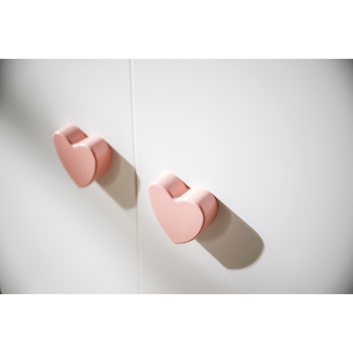 Chambre bébé complète Basic, Lit 120x60 tout barreaux, Commode à langer 3 tiroirs et Armoire 2 portes - boutons boule blanc/rose, BABY PRICE