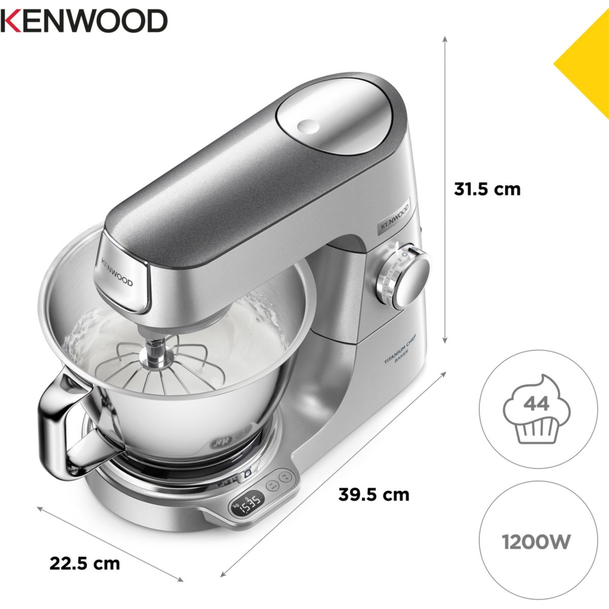 Robot pâtissier KVC85.009SI Titanium Chef Baker blanc, KENWOOD