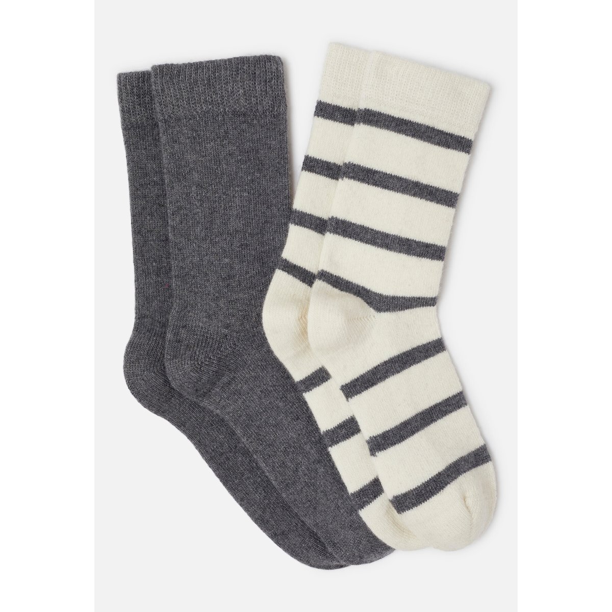 Paires de chaussettes thermolactyl avec laine et cachemire - Lot de 2 blanc lot écru rayé, DAMART