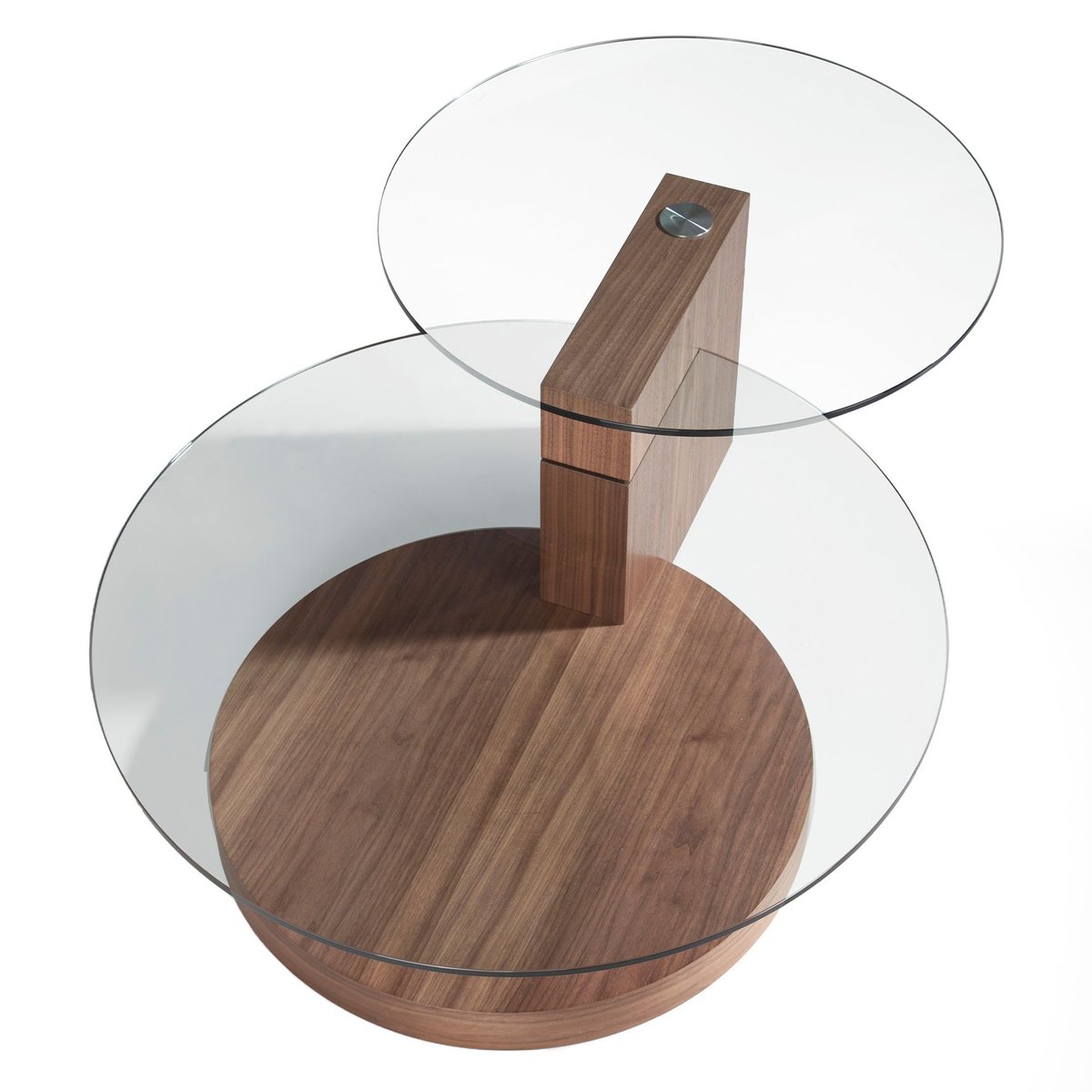 Table basse ronde en verre trempé et noyer verre trempé | noyer, ANGEL CERDA
