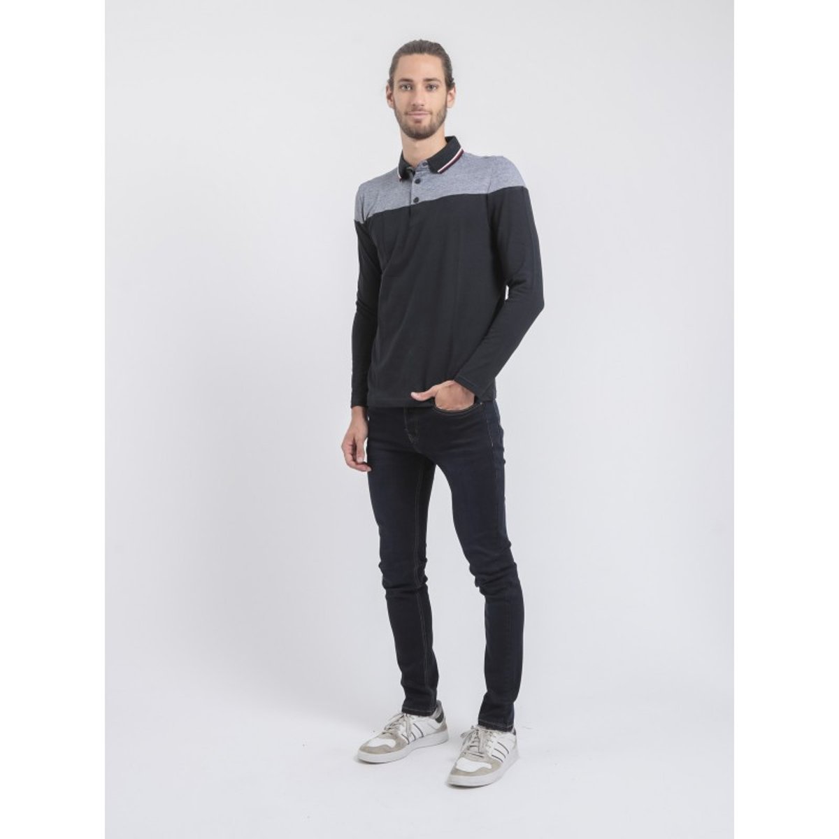 Polo Manches Longues Pur Coton Pogame bleu marine, RITCHIE