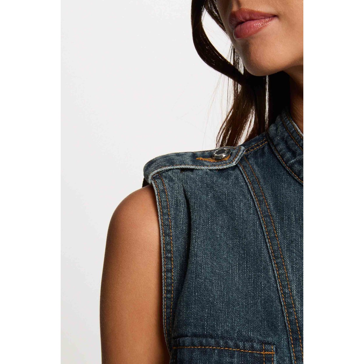 Robe courte droite en jean denim stone, MORGAN