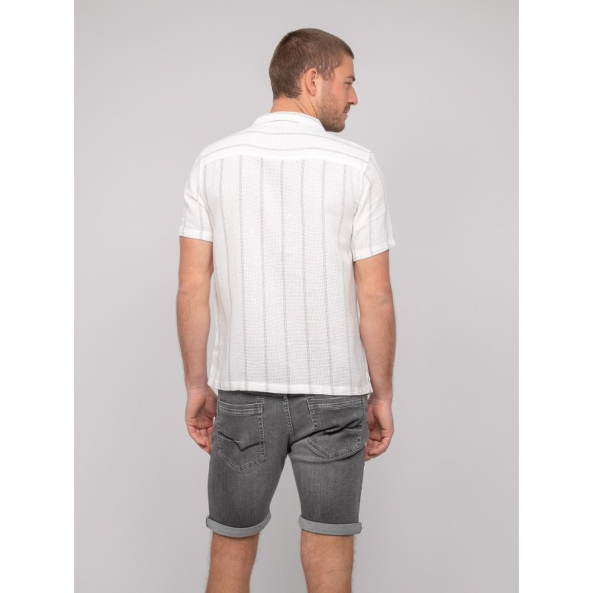 Chemise Manches Courtes Rayures Dermunik ecru, RITCHIE