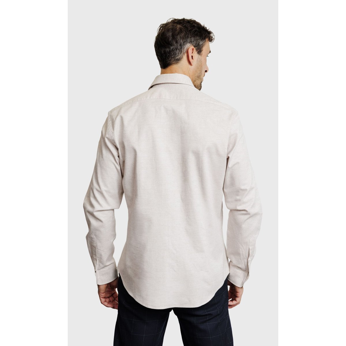 Chemise Regular fit en coton gratté beige, ACROSS