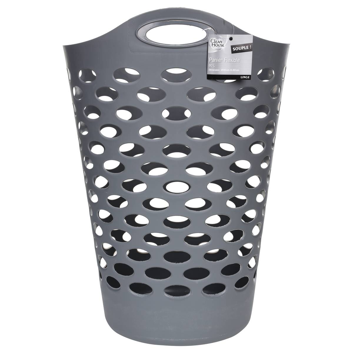 Corbeille à linge souple 60L gris, 5FIVE SIMPLY SMART