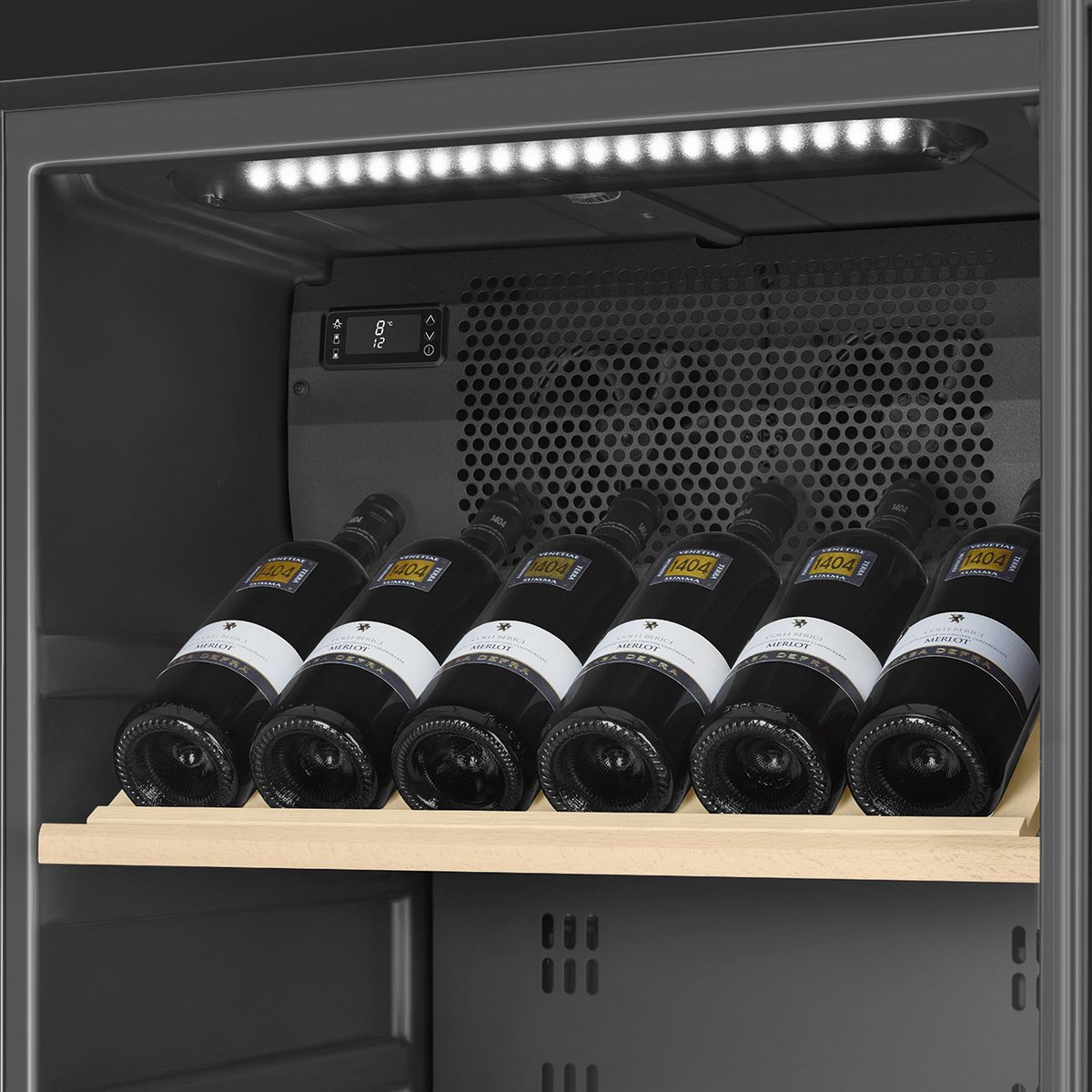 Cave à vin 197 bouteilles poignée à gauche inox anti-trace, SMEG
