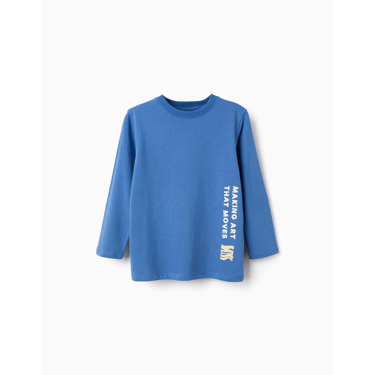 T-shirt en coton à manches longues avec imprimé Making Art bleu, ZIPPY