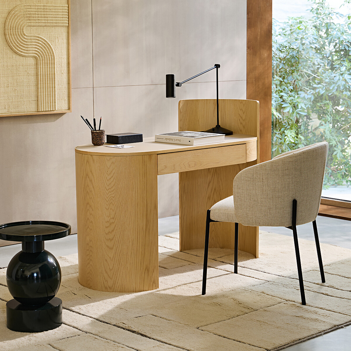 Bureau en plaqué chêne et cuir, Abbas chêne, AM.PM