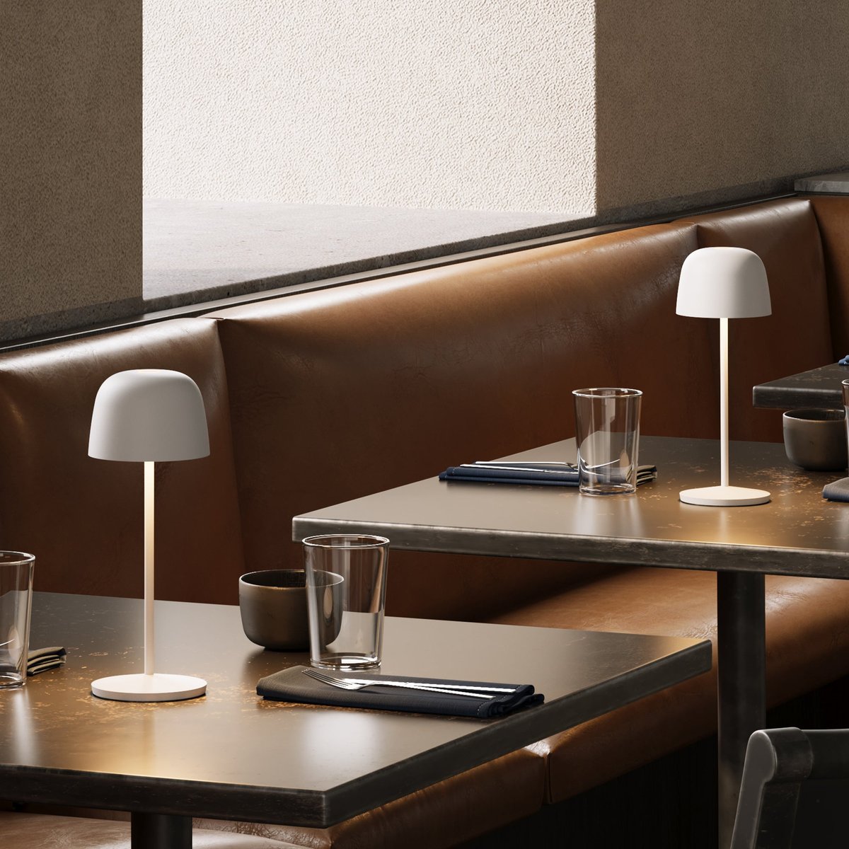 Lot de 6 Lampes de table avec socle 6x SOPHIA blanc, LUMISKY