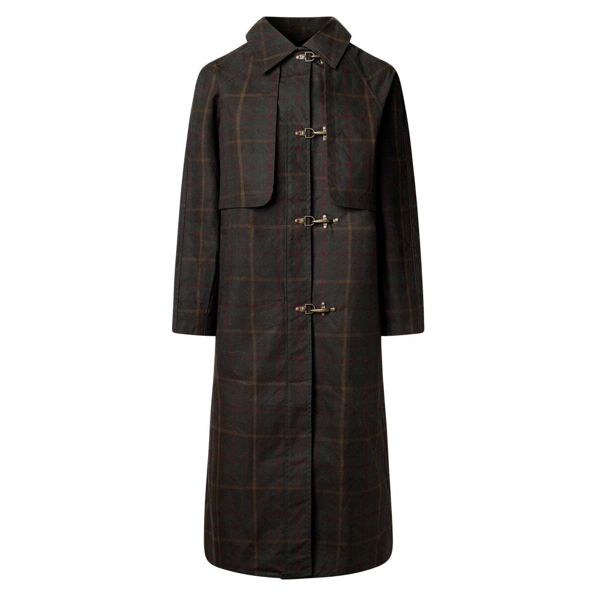 Trench-Coat Long À Carreaux vert kaki, PEPE JEANS