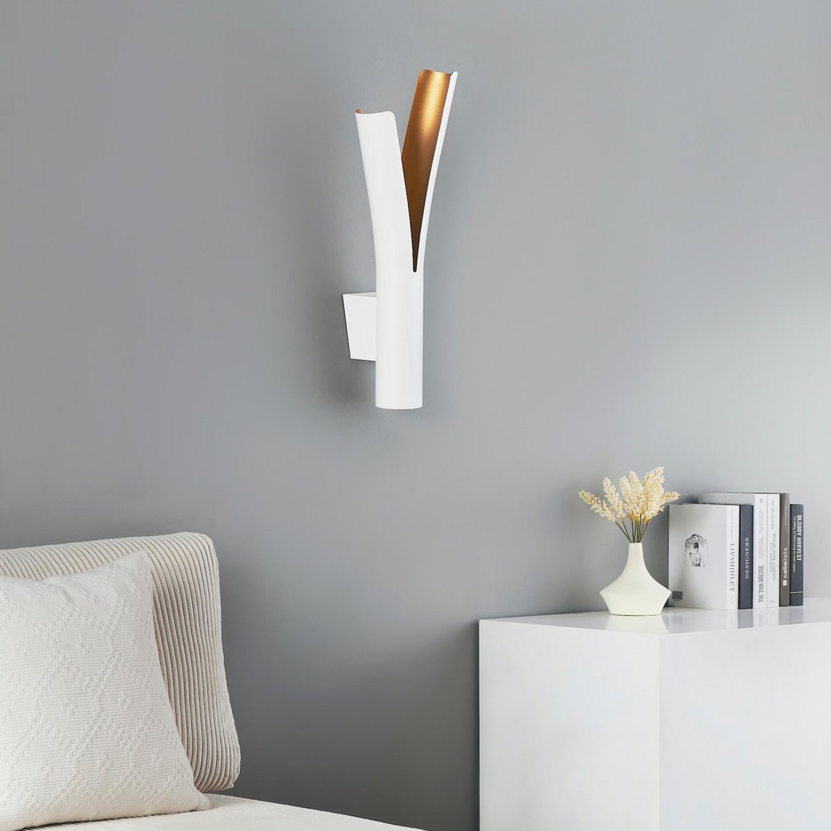 Applique Murale Design en Forme de Y - NELIA blanc et doré, KOSILUM