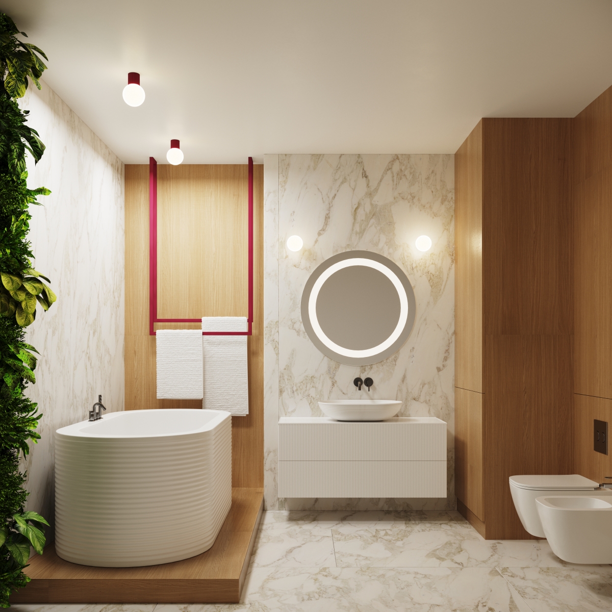 Plafonnier Aluminium Bourgogne G9 1 Halo rouge, EDEN
