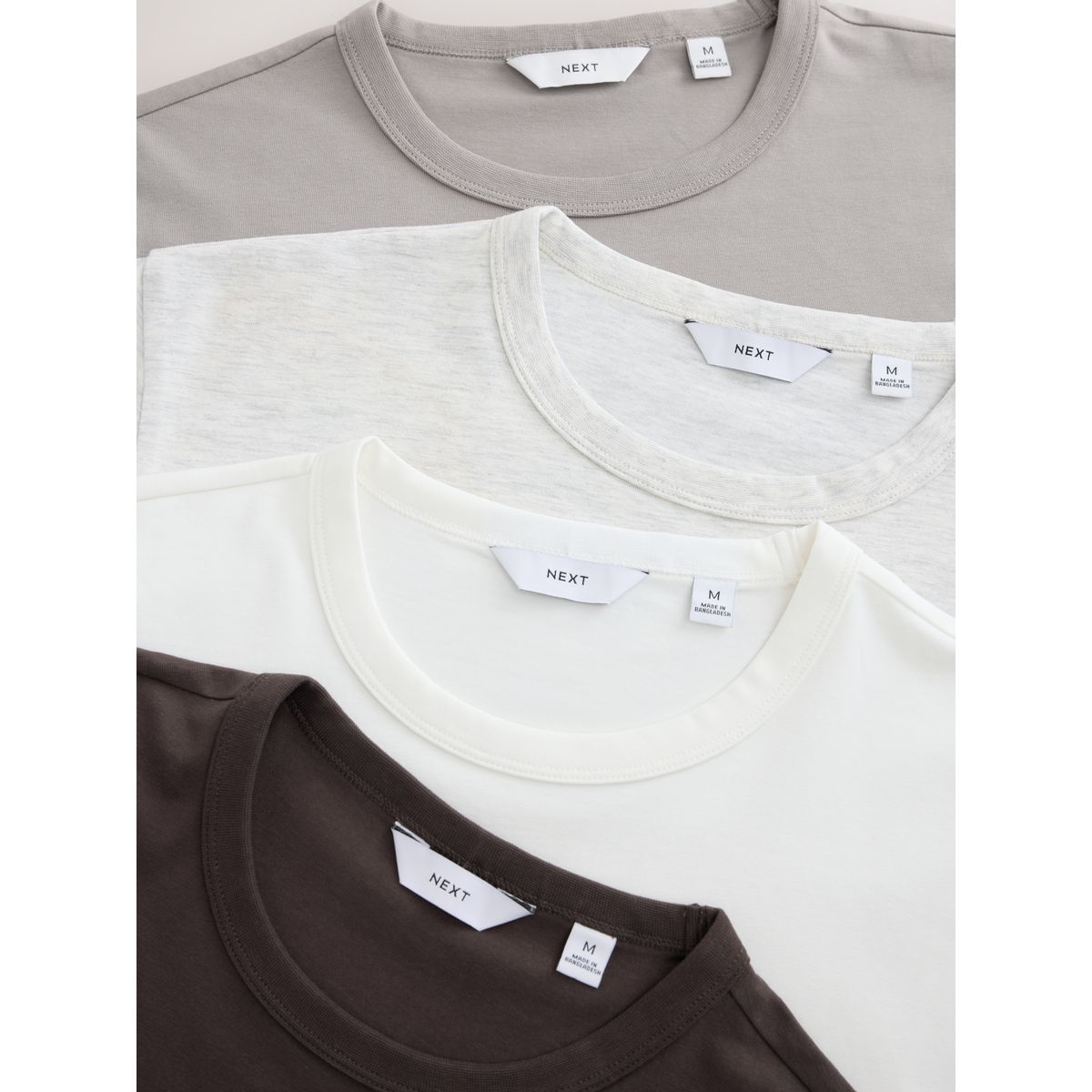 T-shirt motionflex doux, lot de 4 blanc/brun/pierre/mille neutre, NEXT