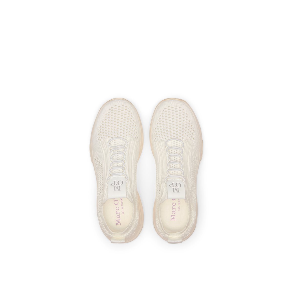 Baskets en tricot modèle Liv en polyester recyclé blanc, MARC O'POLO