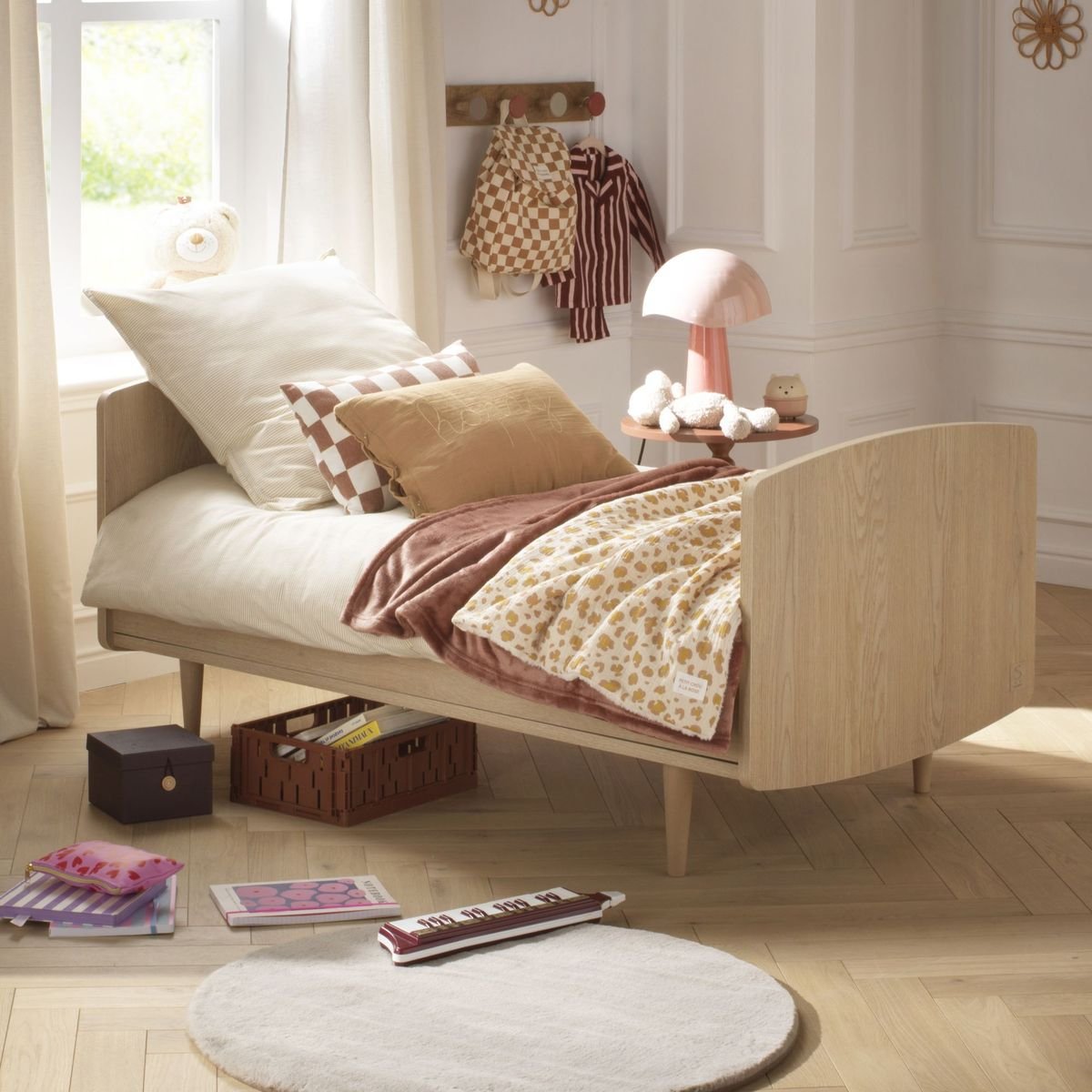 Chambre bébé trio évolutive My Love, Lit 140x70 évolutif Commode à langer XXL et armoire - Chêne Vintage marron, SAUTHON