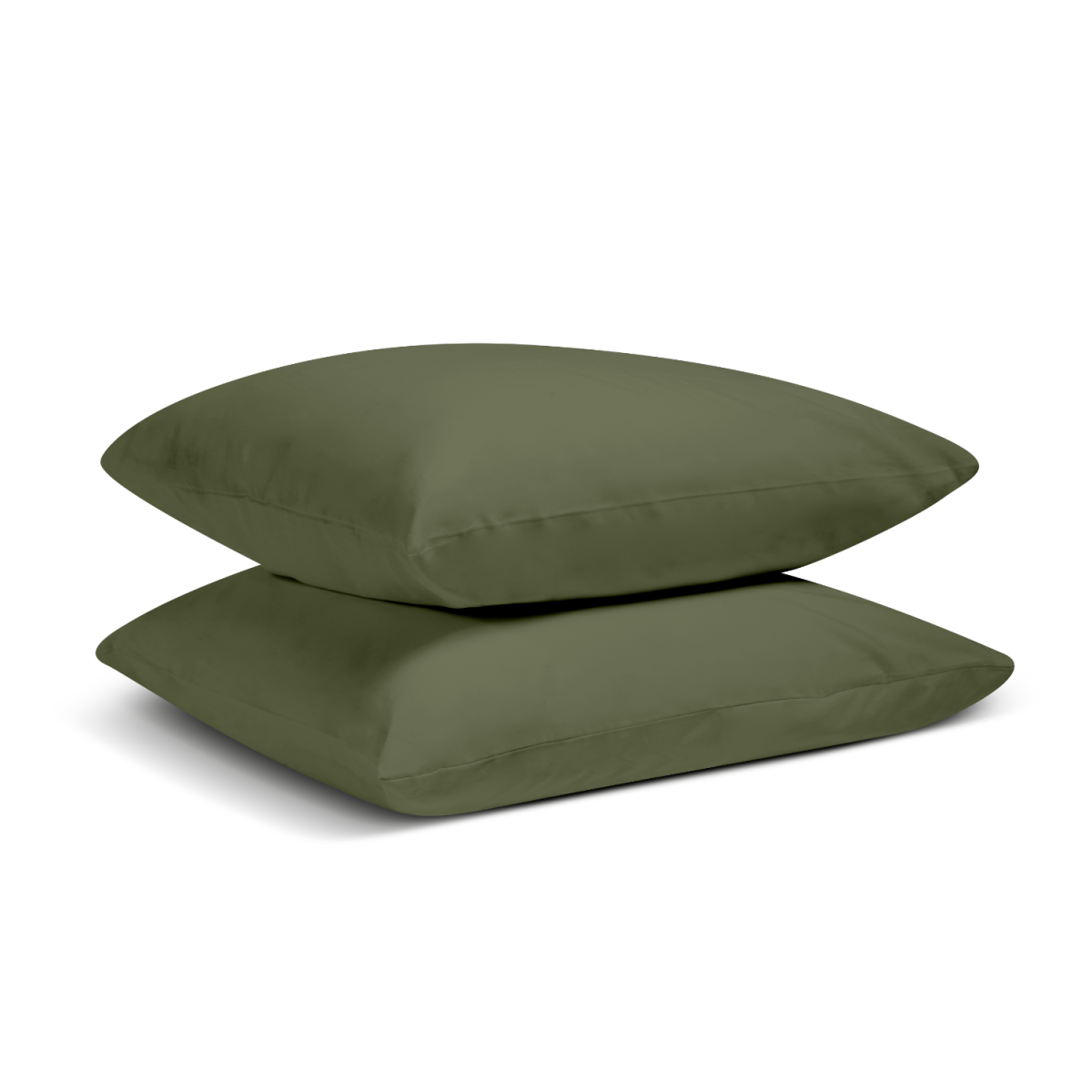 Lot de 2 Taies d'oreiller unie PERCALE DE COTON kaki, BLEU CALIN