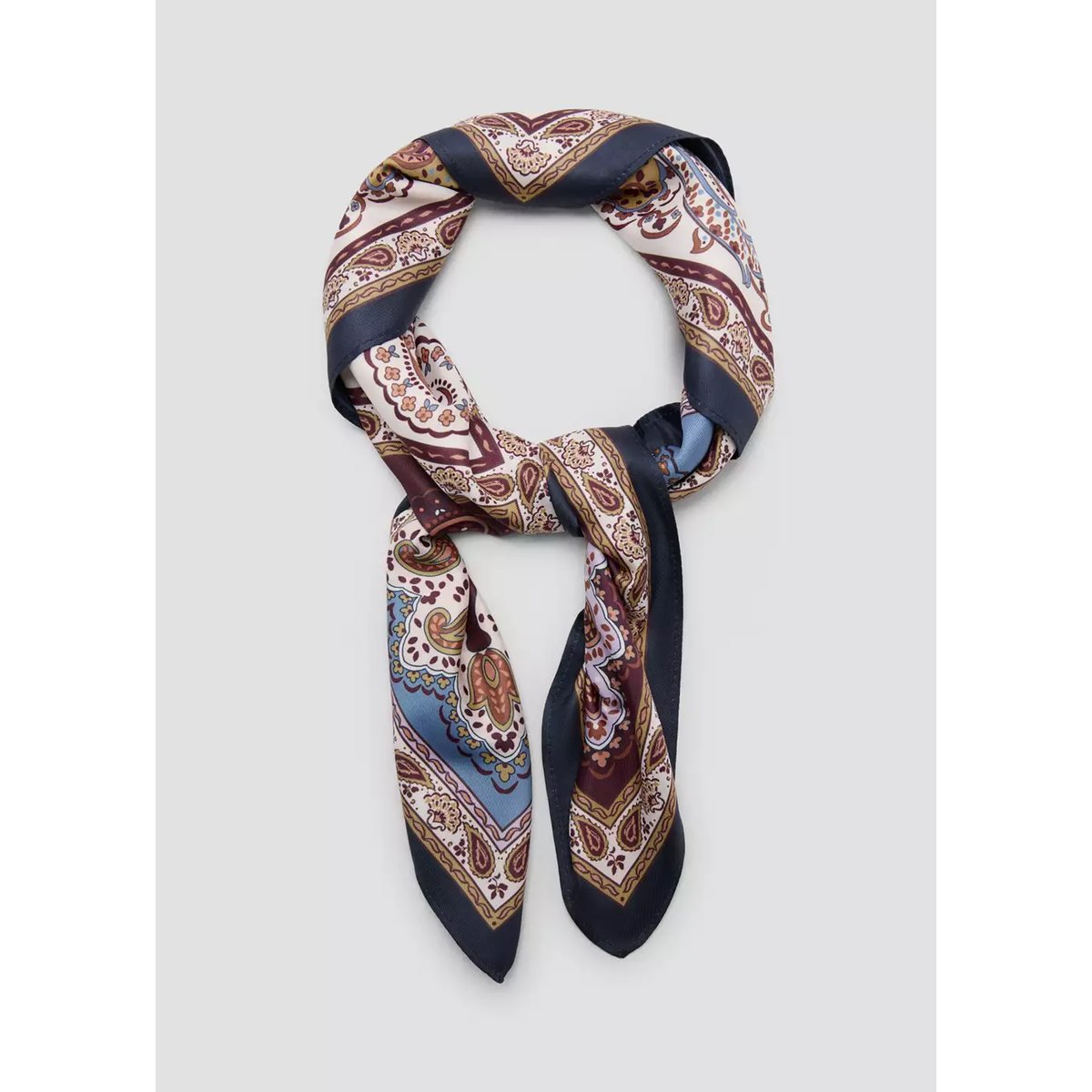 Foulard en imprimé paisley grenat, MANGO