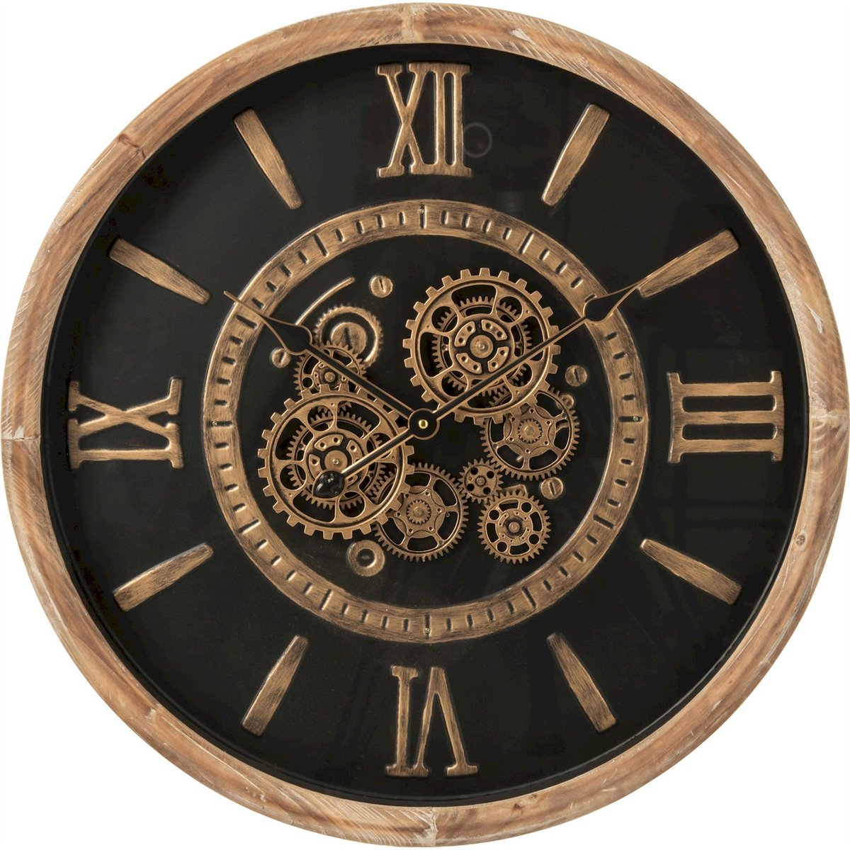 Horloge murale en métal style industriel naturel et noir, RECOLLECTION