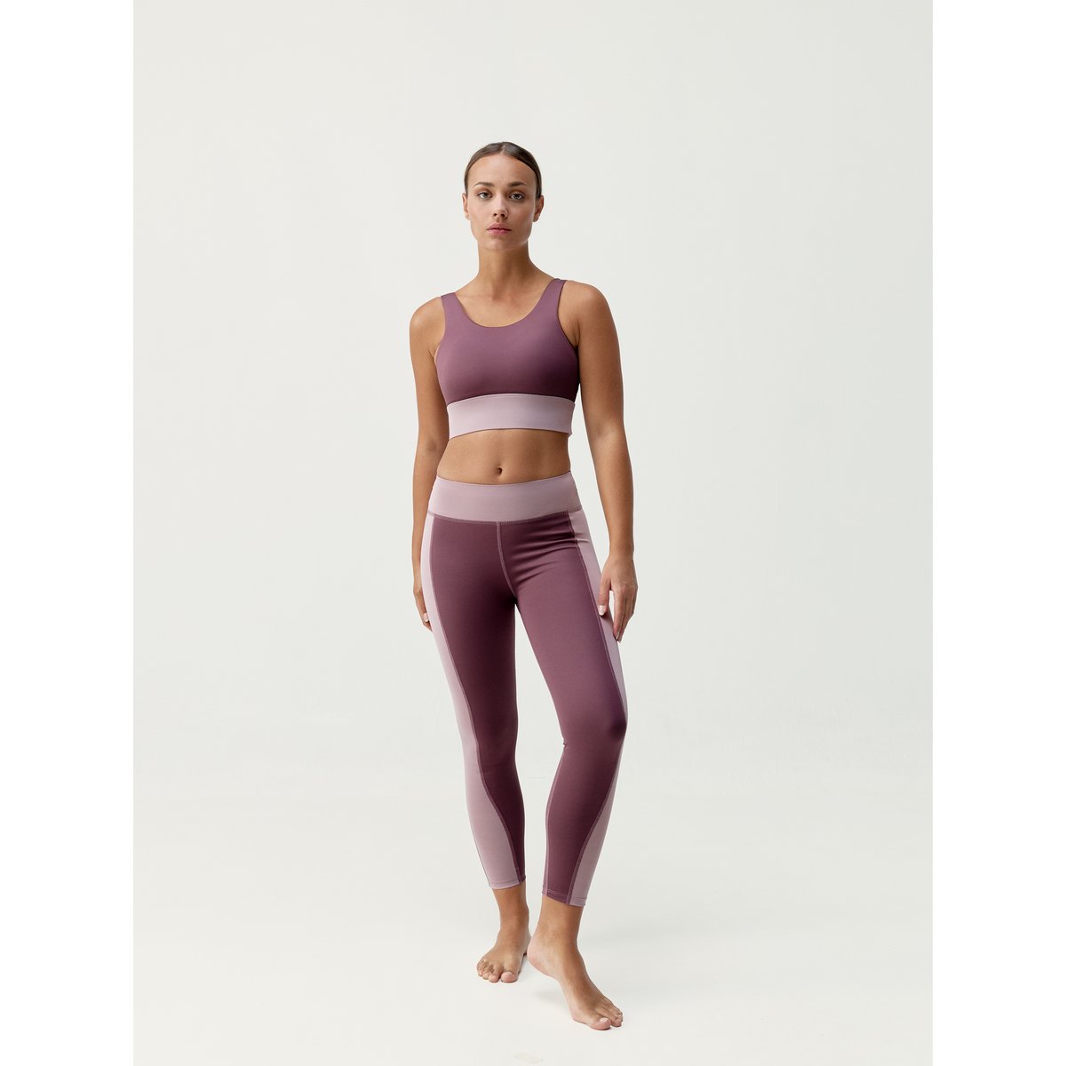 Legging de sport femme Maiko Longueur 7/8 taille mi-haute effet gainant rose vieux foncé, BORN