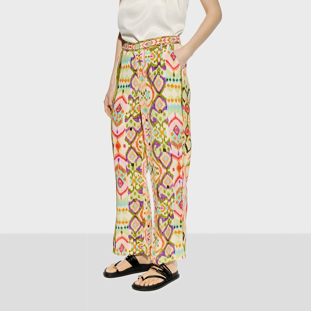 Pantalon fluide avec fermeture éclair dissimulée beige, LOLA CASADEMUNT
