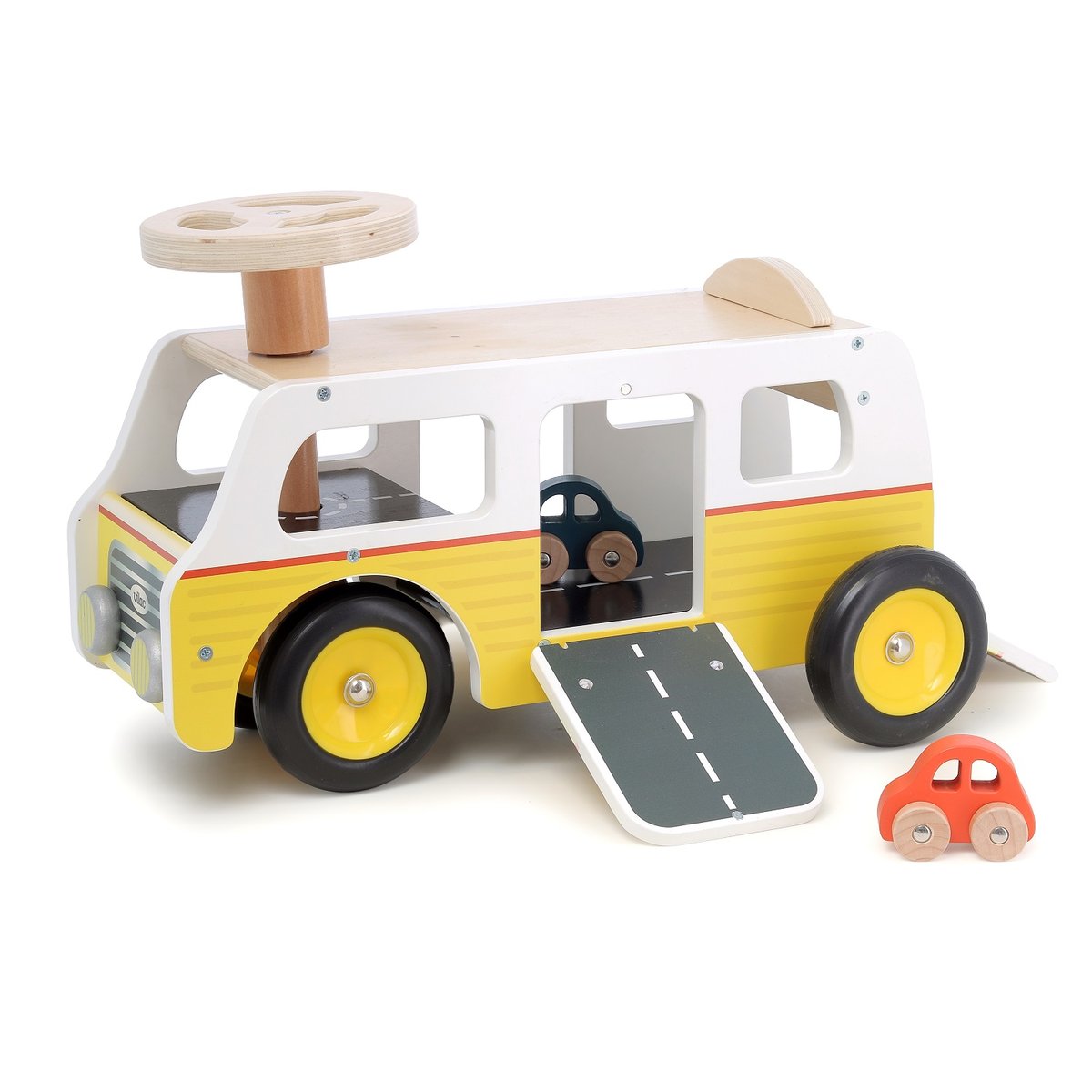 Porteur Van garage en bois jaune, VILAC
