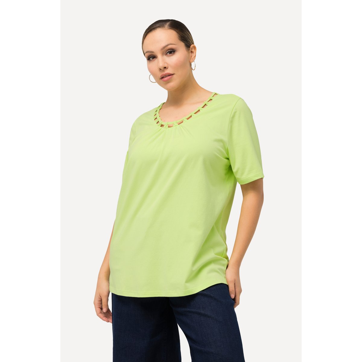 T-shirt à lien fantaisie sur découpes vert clair, ULLA POPKEN