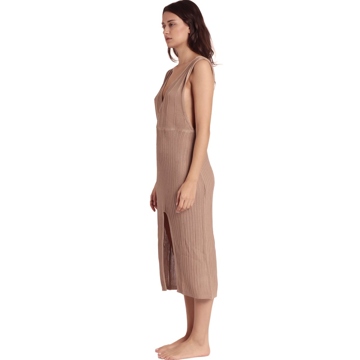Robe longue de plage fendue Cool marron, ADMAS