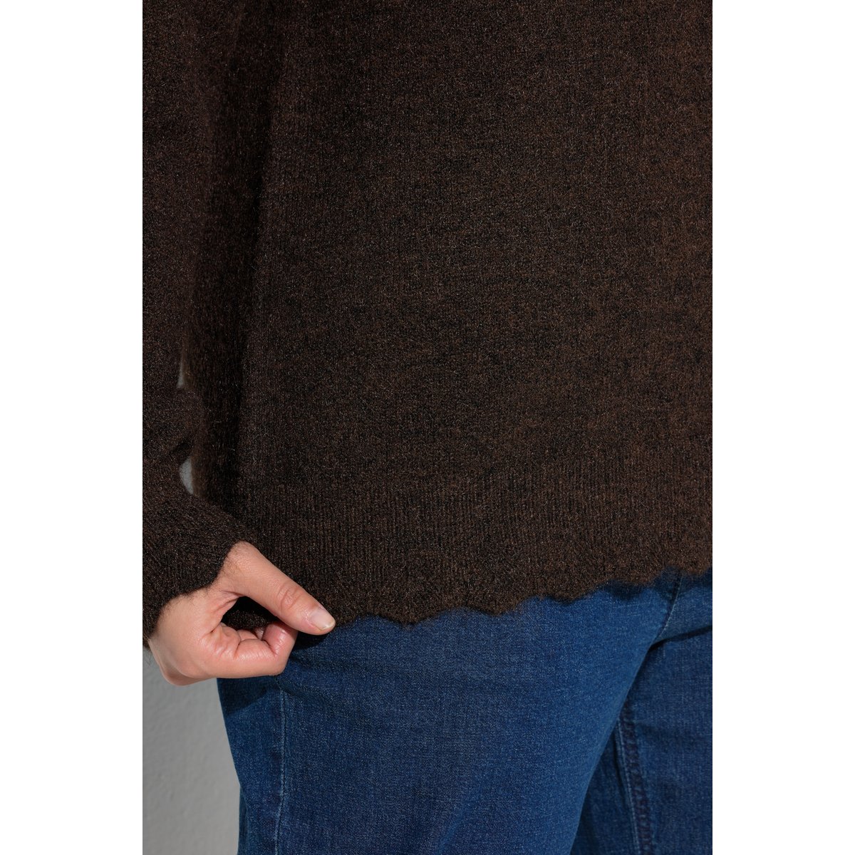 Cardigan manches longues et encolure en V acajou, ULLA POPKEN