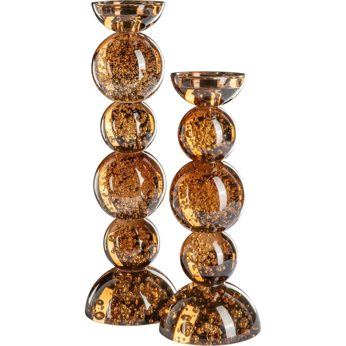 Bougeoir en verre sculptural brun ambré, RECOLLECTION