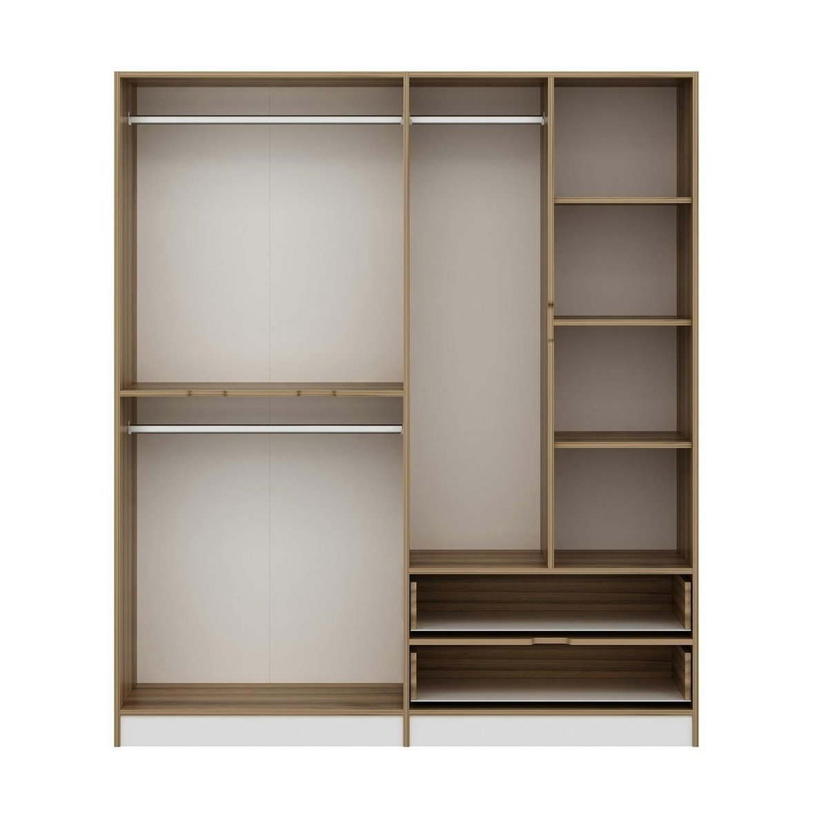 Armoire penderie 6 portes, 2 tiroirs BYRON blanc, PIER IMPORT
