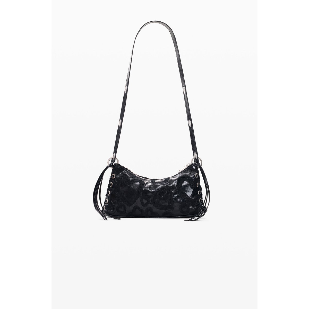 petit sac bandoulière cœurs noir, DESIGUAL