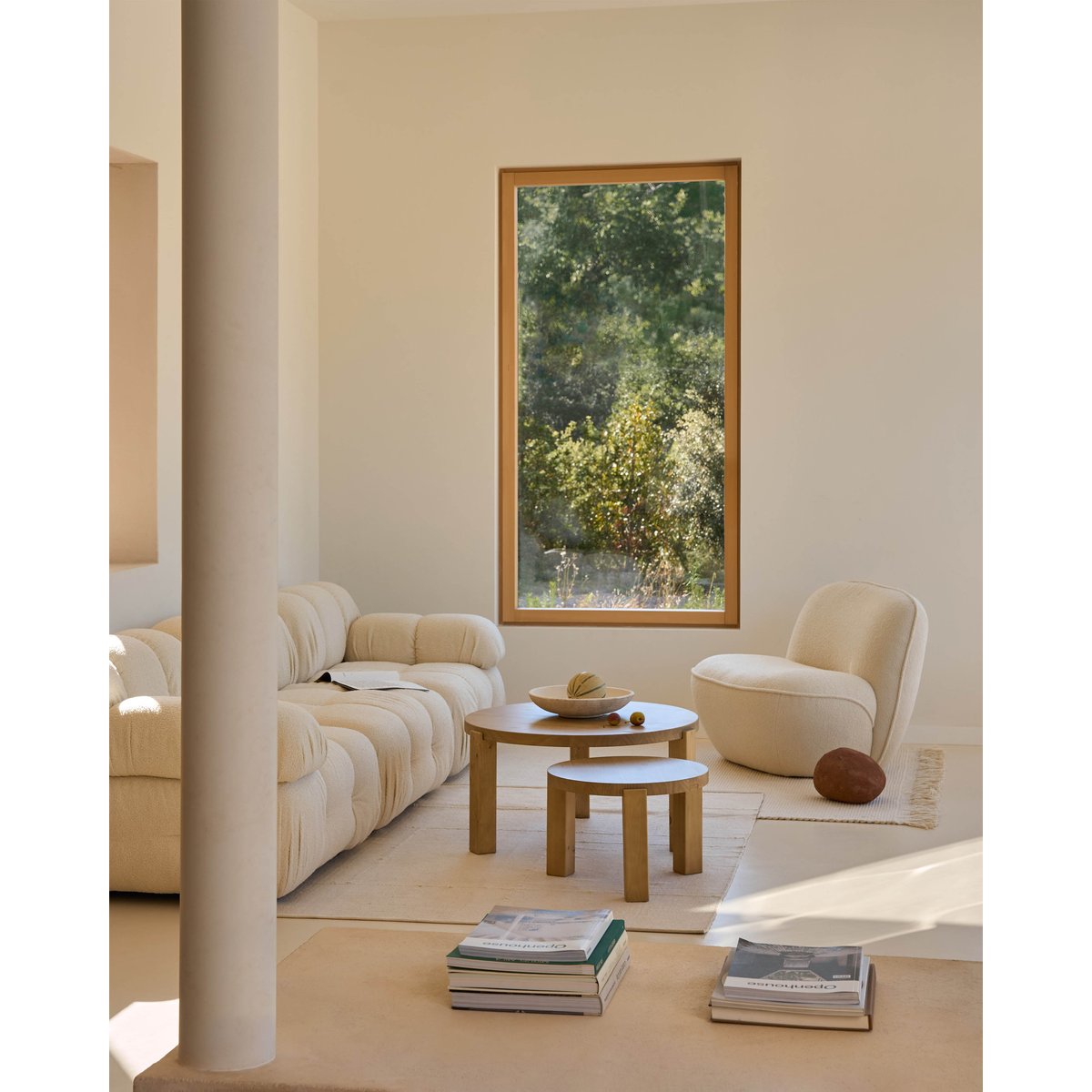Table basse en bois massif de pin 80x42 cm - MYRE naturel, HANNUN