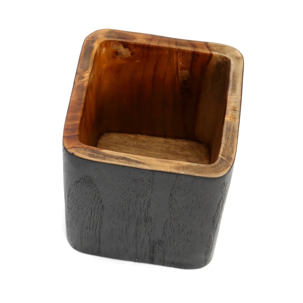 Vase teck carré BONDI noir beige, BAZAR BIZAR