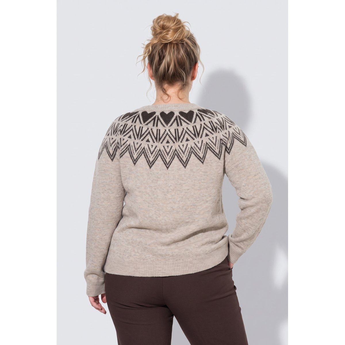 Cardigan motif norvégien beige mélangé, ULLA POPKEN