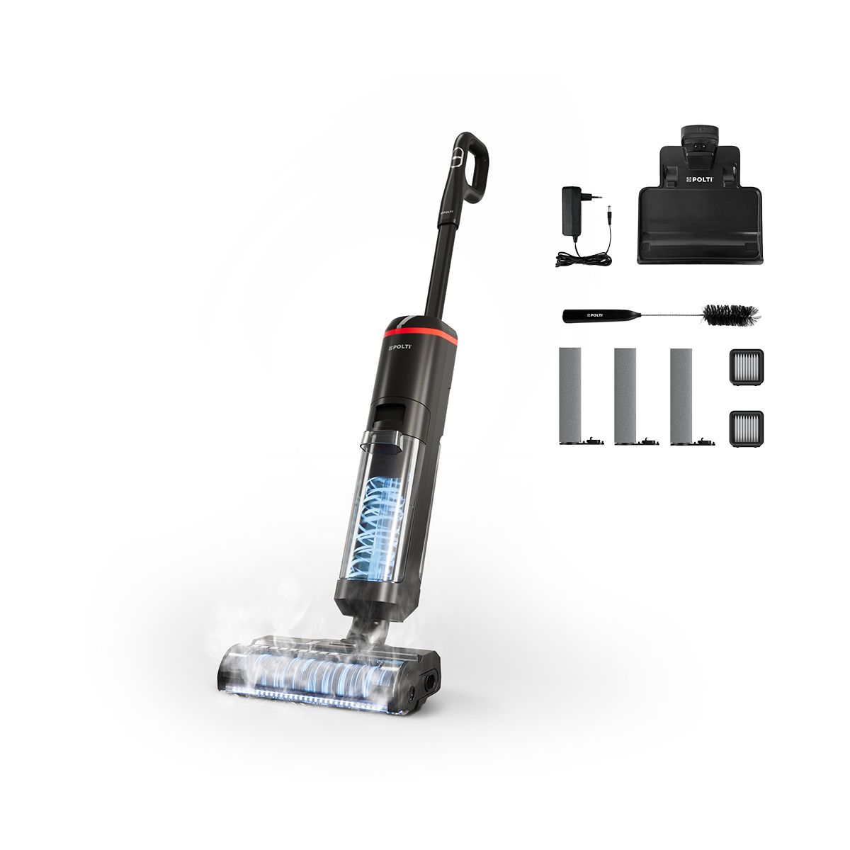 Aspirateur laveur RollySteam WD40C sans fil avec fonction vapeur couleur unique, POLTI
