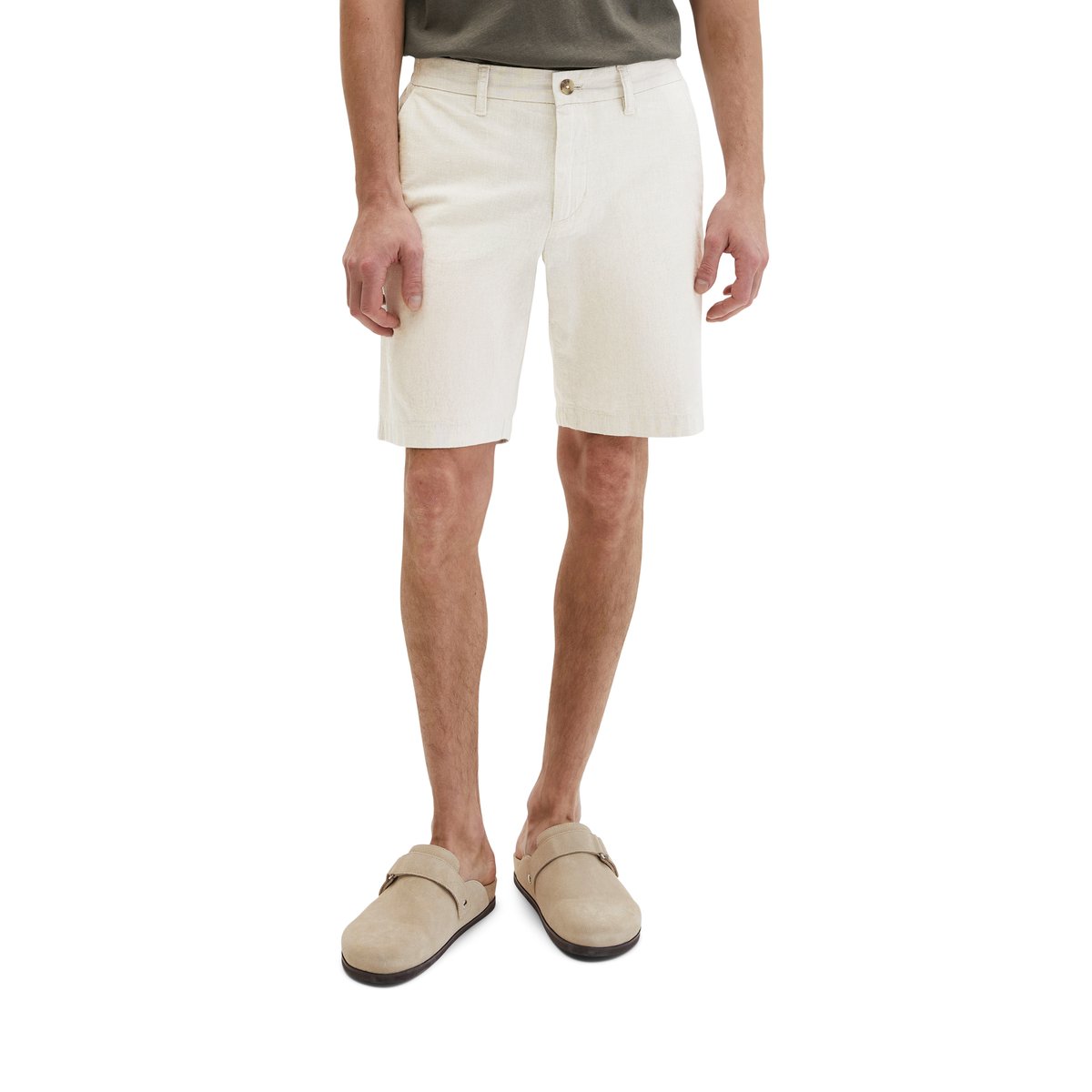 Short modèle Salo slim en mélange de coton et de lin bio beige, MARC O'POLO