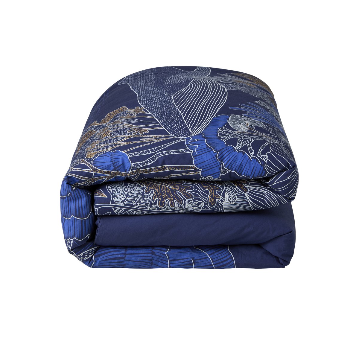 Housse de couette percale de coton ONDALYS imprimé, CARRE BLANC