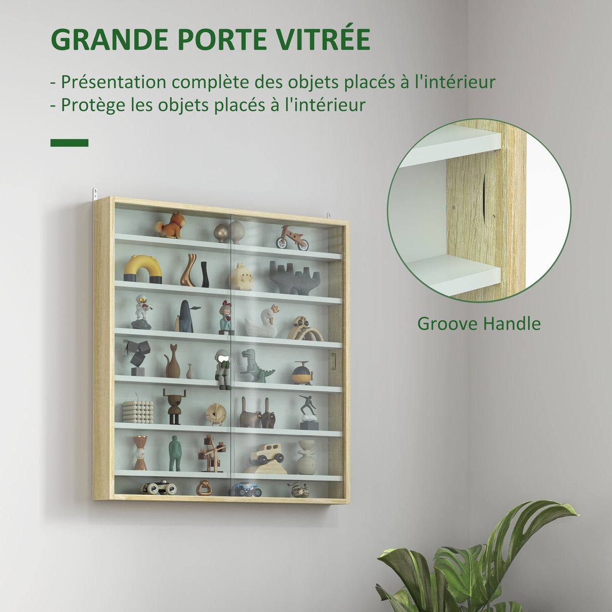 Vitrine Panneau de particules Chêne beige, HOMCOM